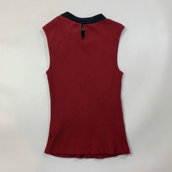 Dolan Tank Top Womens S Small Burgundy Black Big Bow Ribbed Fitted Anthropologie - Picture 7 of 12
